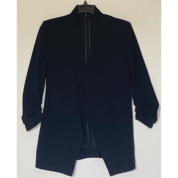 New Aritzia BABATON Black Mirror Crepe Open Front Power Blazer Jacket - Picture 6 of 10